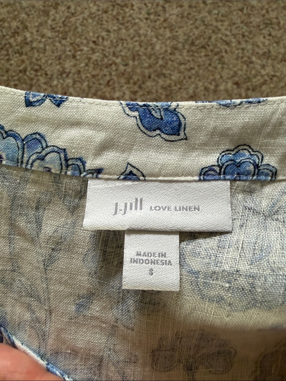 J. Jill Blue and White Floral Button-Front Shirt - Picture 3 of 3